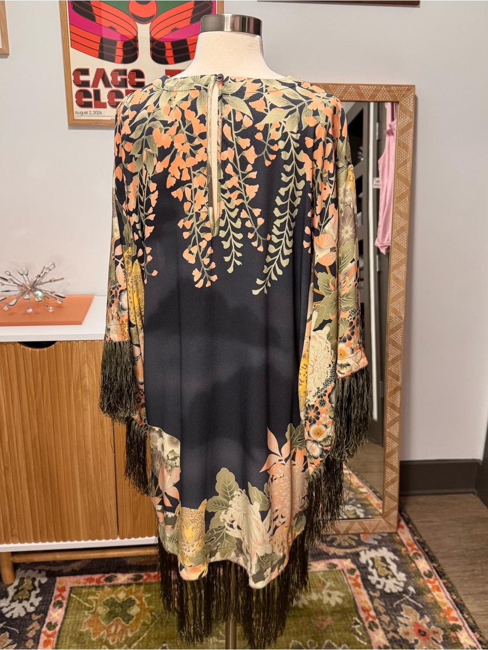Spell Floral Fringe Mini Dress in Navy, Peach, Cream - Picture 13 of 14